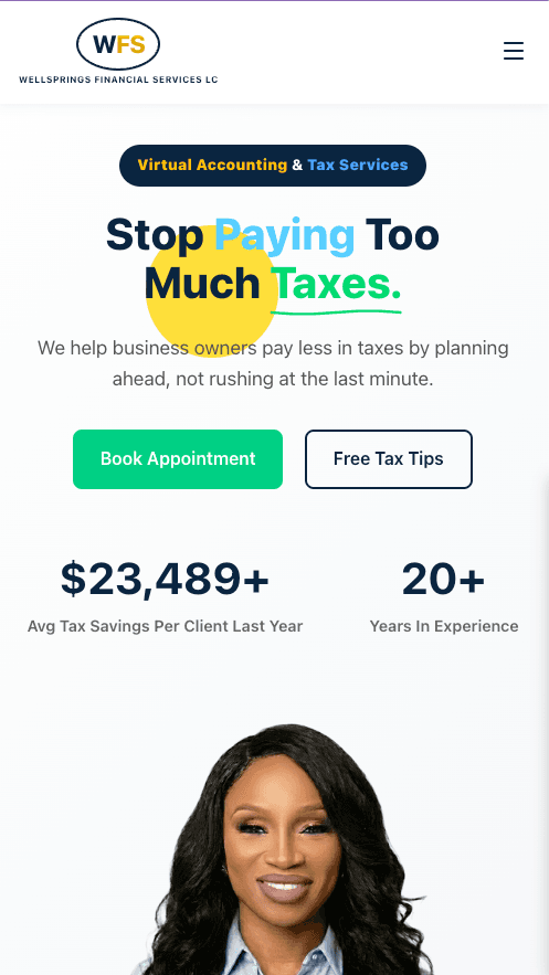 Mobile accounting website preview